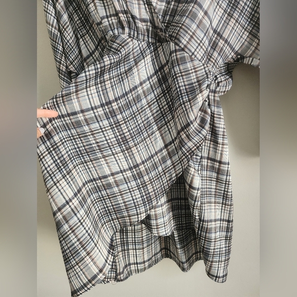 Zara Satin Effect long sleeve dress womens size Large academia plaid classic - Picture 7 of 16